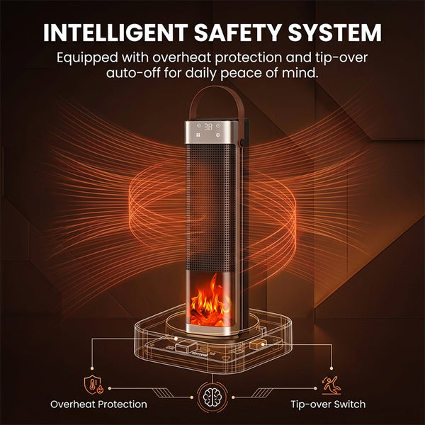 Sakerplus® 1500W Flame Effect Oscillating Space Heater