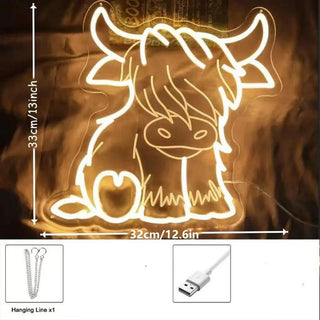 Sakerplus® Highland Cow LED Neon Light
