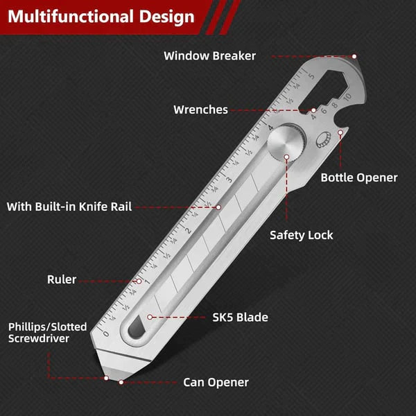 Sakerplus 6 in 1 All-Purpose Portable Stainless Steel Utility Knife