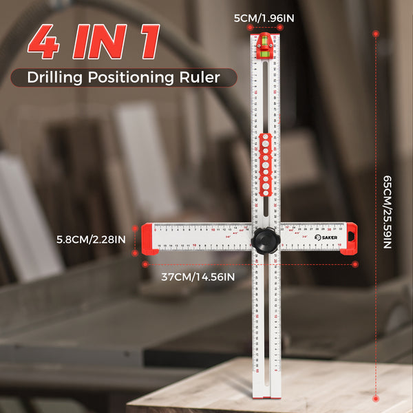 Sakerplus® Accurate Hole Position Marker - SAKER® 4 in 1 Drilling Positioning Ruler