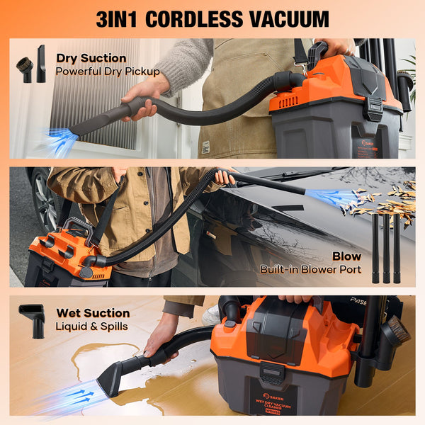 Sakerplus® Cordless Wet and Dry Shop Vacuum