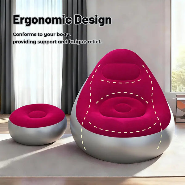 Sakerplus® Portable Inflatable Lazy Chair With Footstool