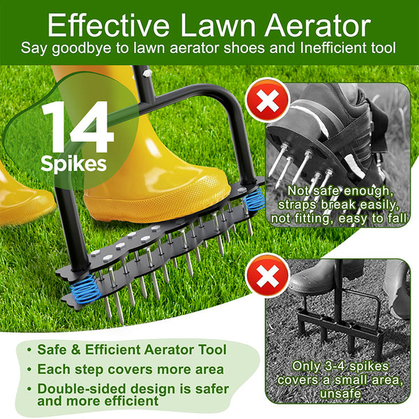 Sakerplus® Heavy Duty Lawn Aerator With Spikes