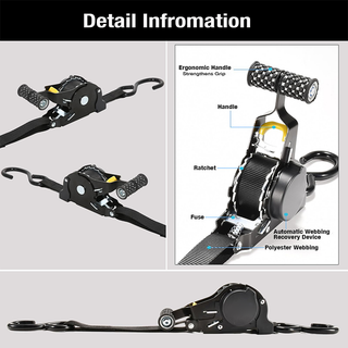 Sakerplus® Automatic Retractable Heavy-Duty Ratchet Strap