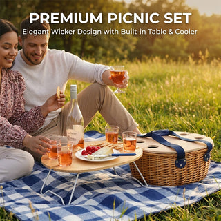 Sakerplus® Picnic Basket With Wine Table
