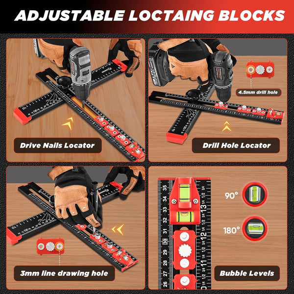 Sakerplus® 4 in 1 Drilling Positioning Ruler
