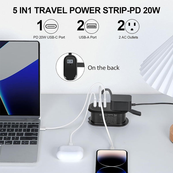 Regleta de viaje Sakerplus® con puertos USB