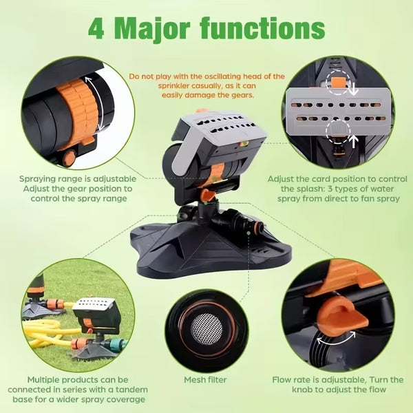 Sakerplus®  Adjustable Oscillating Sprinkler Wide Coverage