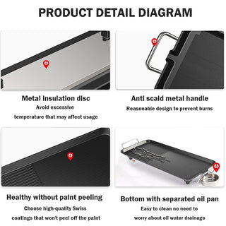Sakerplus Stainless Steel Electric Cooking Griddle
