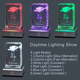 Sakerplus® 3D Rose Crystal Night Lamp
