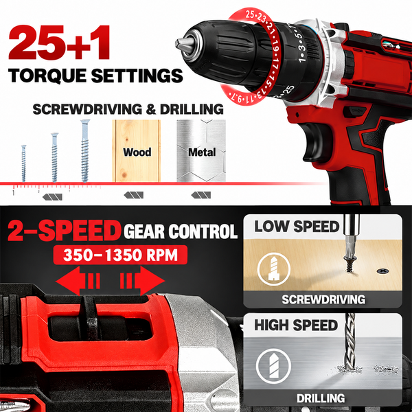 Sakerplus® 128 Piece Cordless Drill Tool Set