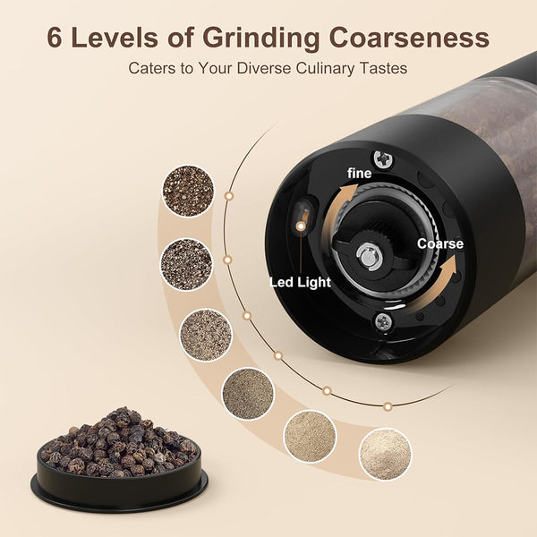 Sakerplus® Rechargeable Automatic Adjustable Electric Pepper Grinder