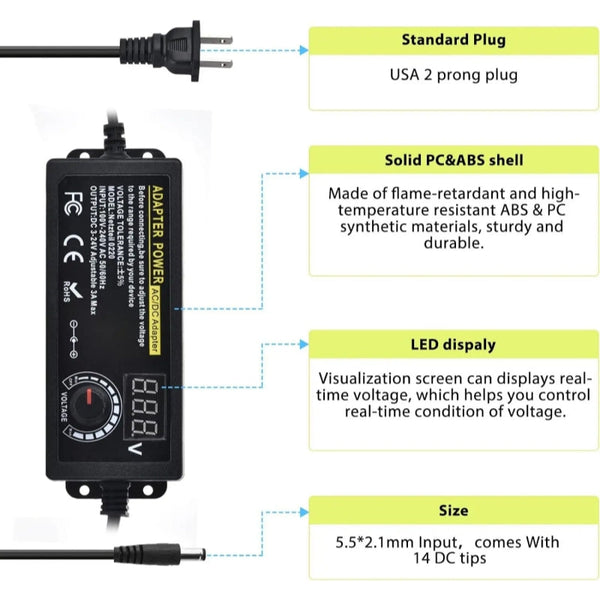 Sakerplus® Adjustable Universal Power Supply Adapter Tips