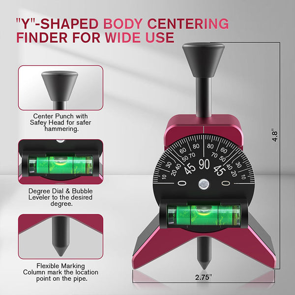 Sakerplus® Magnetic Pipe Center Finder Gauge Tool
