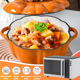 Sakerplus Enameled Cast Iron Pumpkin Dutch Oven