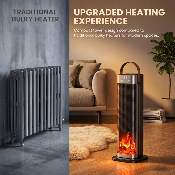 Sakerplus® 1500W Flame Effect Oscillating Space Heater