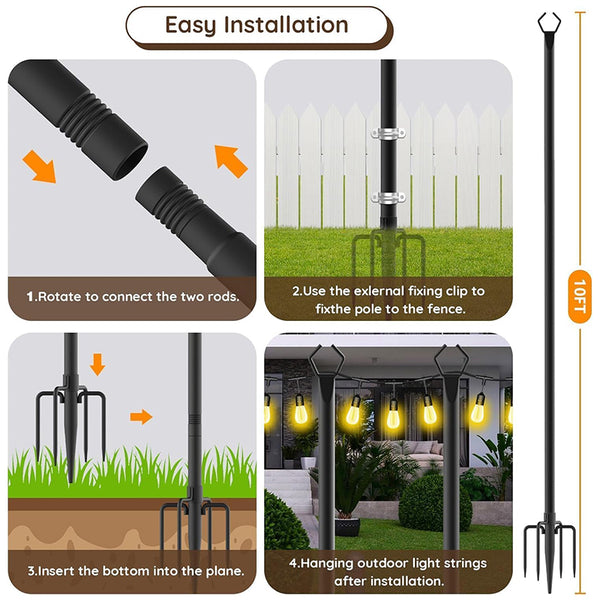 Sakerplus® Outdoor Patio String Light Poles