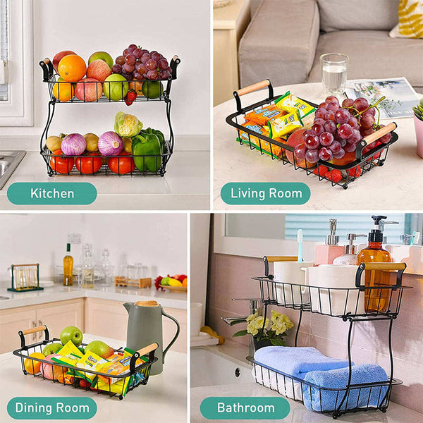 Sakerplus® 2-Tier Metal Wire Fruit Storage Basket