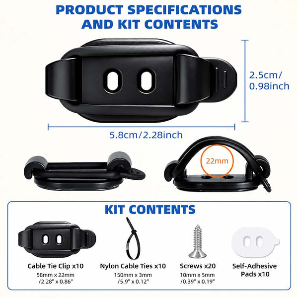 Sakerplus® Adjustable Elastic Cable Management Clips