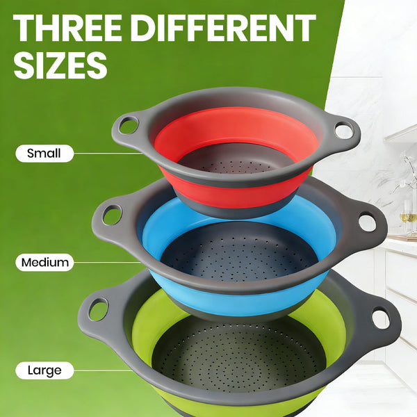 Sakerplus® Collapsible Silicone Kitchen Strainer Set