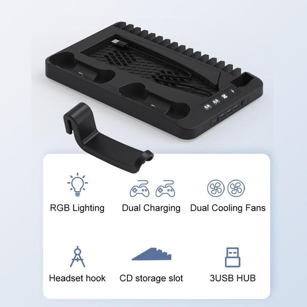 Soporte de carga y refrigeración SAKER para mando dual de PS5