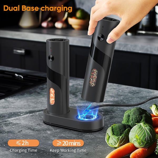 Sakerplus Electric Salt and Pepper Grinder Set with Charging Base