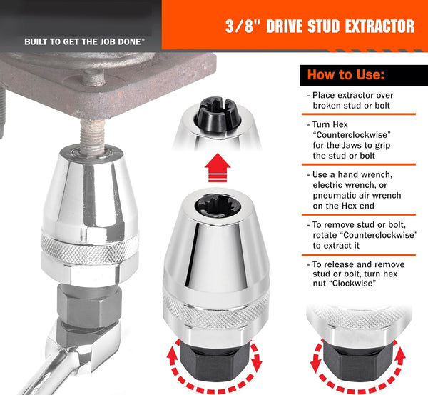 Extractor de pernos dañados Sakerplus® con accionamiento de 3/8"