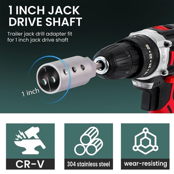 Sakerplus® Stainless Steel Trailer Jack Electric Drill Adapter