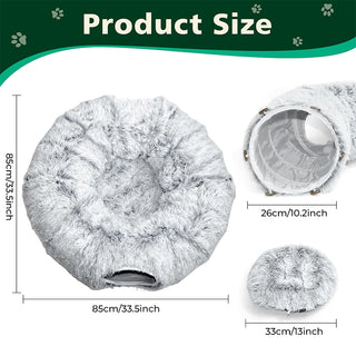 Sakerplus® Cat Tunnel Bed with Plush Cushion