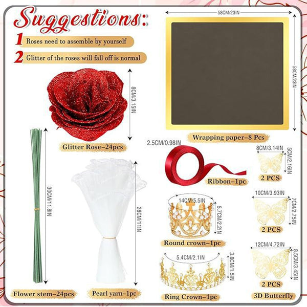 Sakerplus® Glitter Rose Bouquet Gift Set