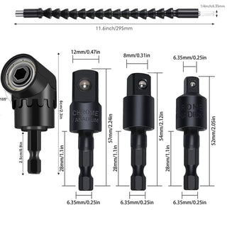 Sakerplus® 17Pcs Flexible Right Angle Drill Attachment