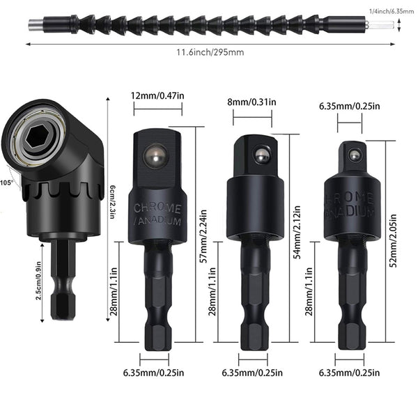 Sakerplus® 17Pcs Flexible Right Angle Drill Attachment