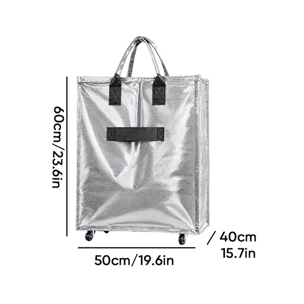 Sakerplus® Foldable Rolling Tote Bag With Wheels