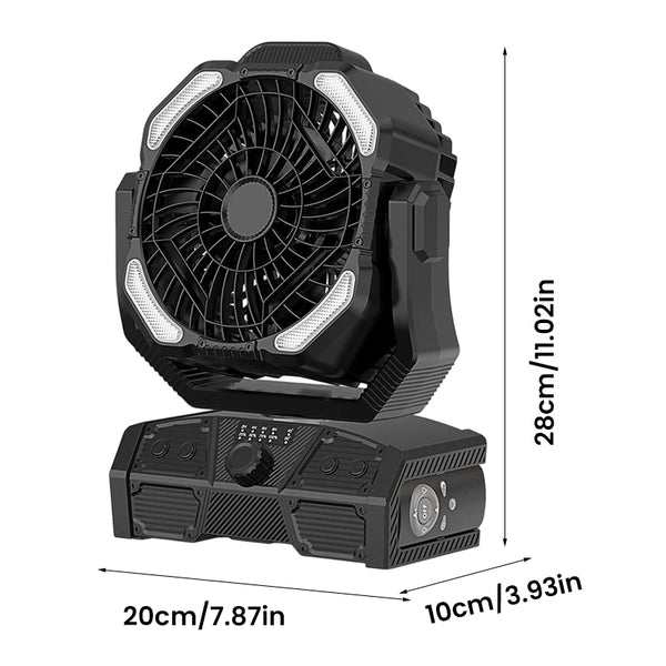 Sakerplus® Rechargeable Portable Camping Fan With LED Light