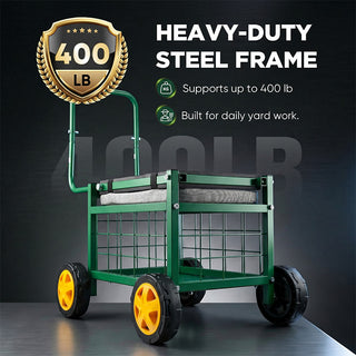 Sakerplus® Rolling Garden Cart with Seat & Wheels