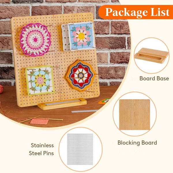 Sakerplus® Bamboo Crochet Blocking Board With Pins