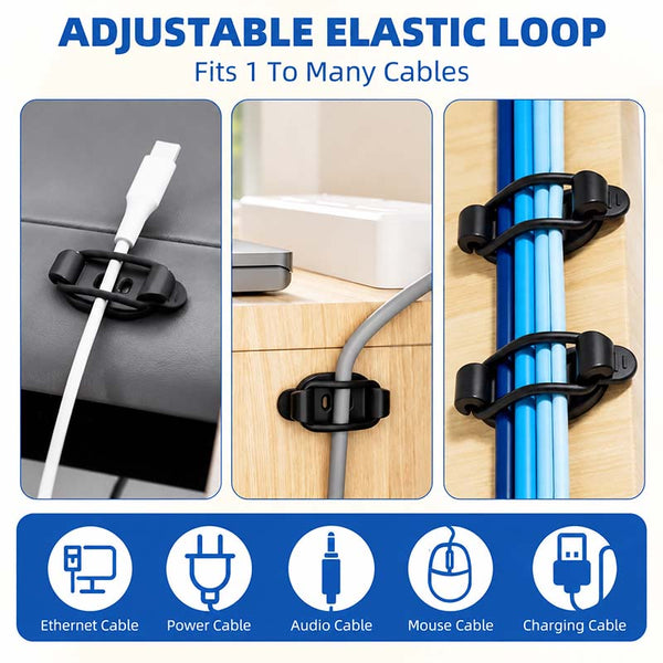 Sakerplus® Adjustable Elastic Cable Management Clips