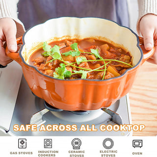 Sakerplus Enameled Cast Iron Pumpkin Dutch Oven