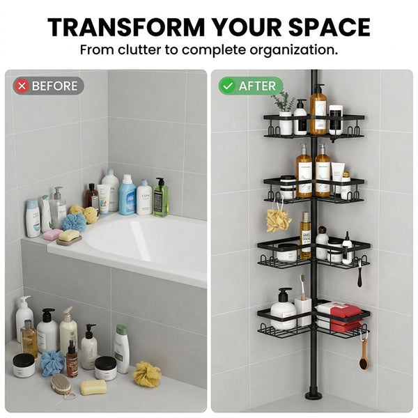 Sakerplus® Adjustable Corner Shower Caddy Organizer