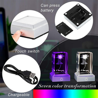 Sakerplus® 3D Rose Crystal Night Lamp