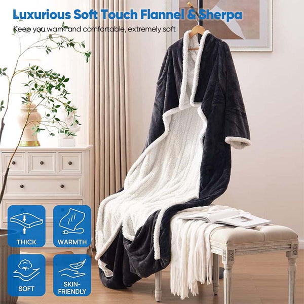 Sakerplus Electric Wearable Throw Blanket with Sleeves