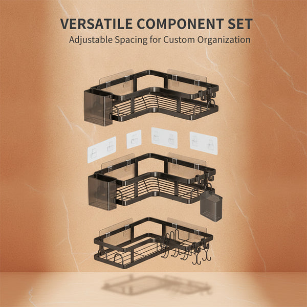 Sakerplus® Drill-Free Bathroom Corner Shelf Set