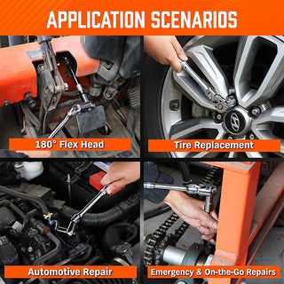 Sakerplus® Flex Head Ratchet Wrench Set Kit