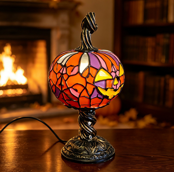 Sakerplus® Stained Glass Halloween Pumpkin Table Lamp
