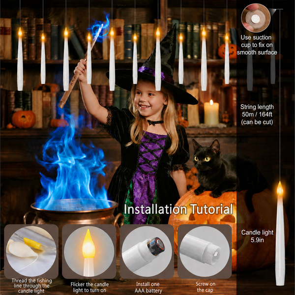 Sakerplus® Floating Flameless LED Taper Candle Set