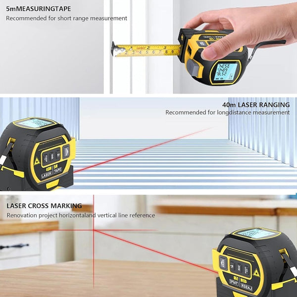 Cinta métrica láser infrarroja portátil 3 en 1 Sakerplus®