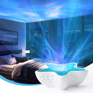 Sakerplus® Magical Ocean Galaxy Night Light Magical Ocean Galaxy Night Light Starfish Projection Lamp for Bedroom Decor｜Aurora Wave Projector with 7 Color Modes and Stepless Dimming｜Romantic Ambient Lighting for Kids Teens Adults｜Cute Aesthetic Night Lamp for Dorm Classroom Living Room