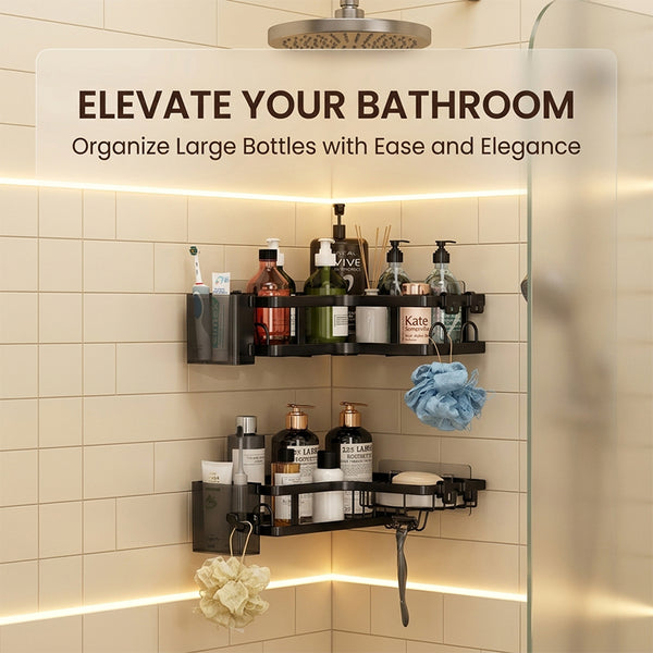 Sakerplus® Drill-Free Bathroom Corner Shelf Set