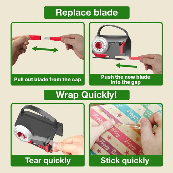 Sakerplus® Wrapping Paper Cutter Tape Dispenser Kit