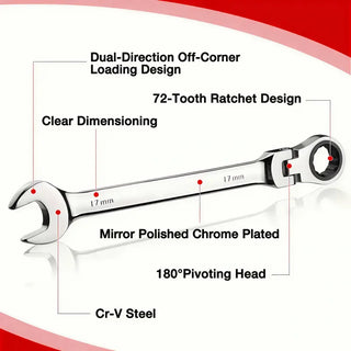 Sakerplus® Flex Head Ratcheting Wrench Set 16pcs